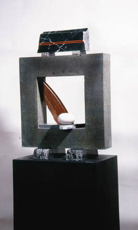 Archaeo-Tectonic 89-90-I / Patina, cast stone, marble  / 37" x 32" x 10" / 1989-1990 : 1990s : Salvatore Pecoraro - Painter and Sculptor