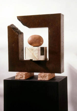 Archaeo-Tectonic 89-90-VII / Marble, cast bronze, and brass / 52 1/2" x 24" x 13" / 1989-90 : 1980s : Salvatore Pecoraro - Painter and Sculptor