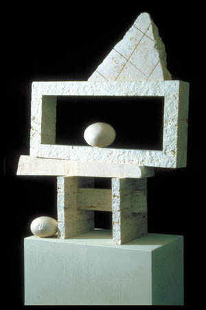 Malbacco / Travertine / 31" x 26" x 9" / 1987 : 1980s : Salvatore Pecoraro - Painter and Sculptor