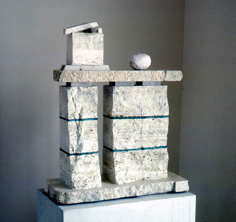 Montecatini / Travertine and bronze / 24" x 30" x 10" / 1987 : 1980s : Salvatore Pecoraro - Painter and Sculptor