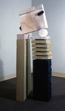 Sienna / Acrylic paint, cast stone, and marble / 57" x 23" x 23" / 1984  : 1980s : Salvatore Pecoraro - Painter and Sculptor
