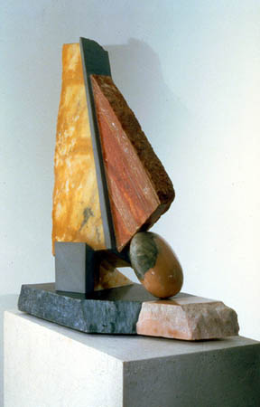 Genova / Marble, travertine, and stone / 24" x 20 1/2" x 9" / 1986 : 1980s : Salvatore Pecoraro - Painter and Sculptor