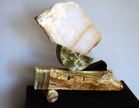 Capo d Orlando / Marble and onyx / 18" x 18" x 4" / 1987 : 1980s : Salvatore Pecoraro - Painter and Sculptor