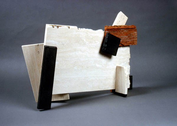 Salerno / Marble and travertine / 22" x 31" x 10 1/2" / 1983 : 1980s : Salvatore Pecoraro - Painter and Sculptor