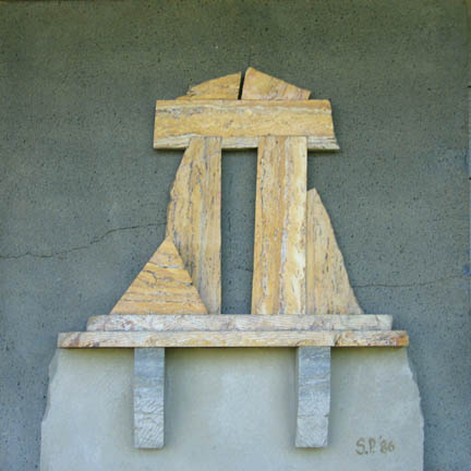 Agrigento Study No. 1 / Cast stone and Turkish travertine / 24" x 24" x 3 1/2" / 1986  : 1980s : Salvatore Pecoraro - Painter and Sculptor