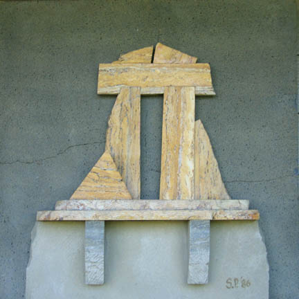 Agrigento Study No. 1 / Cast stone and Turkish travertine / 24" x 24" x 3 1/2" / 1986  : 1980s : Salvatore Pecoraro - Painter and Sculptor