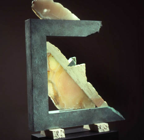 Archaeo-Tectonic 90-XIII / Patina, cast stone, marble, travertine, onyx  / 41" x 31" x 10" / 1990 : 1990s : Salvatore Pecoraro - Painter and Sculptor