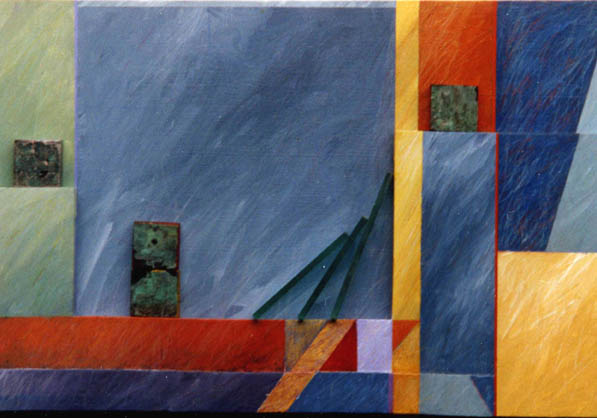 Wall Construction Study / Acrylic paint on wood panel, plexiglass / 16" x 11" x 1" / 1997 : 1990s : Salvatore Pecoraro - Painter and Sculptor