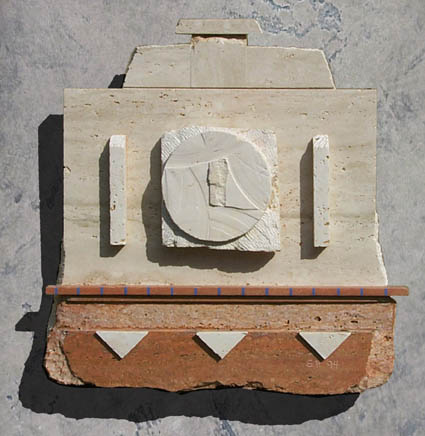 Untitled Wall Construction / Travertine  / 20" x 19" x 3 1/2" / 1997 : Original Work : Salvatore Pecoraro - Painter and Sculptor