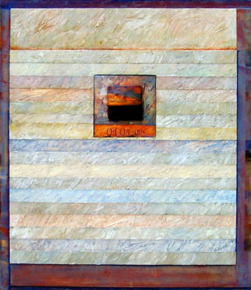 Jan. 1st with Strips / Acrylic paint on wood panel / 29" x 34" x 2 1/2" / 2007 : 2000s : Salvatore Pecoraro - Painter and Sculptor