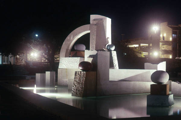 La Vita E Una Fontana / Cast stone, bronze, travertine, marble, water /  792" x 288" x 216" / 1990-91 : Private & Public Commissions : Salvatore Pecoraro - Painter and Sculptor